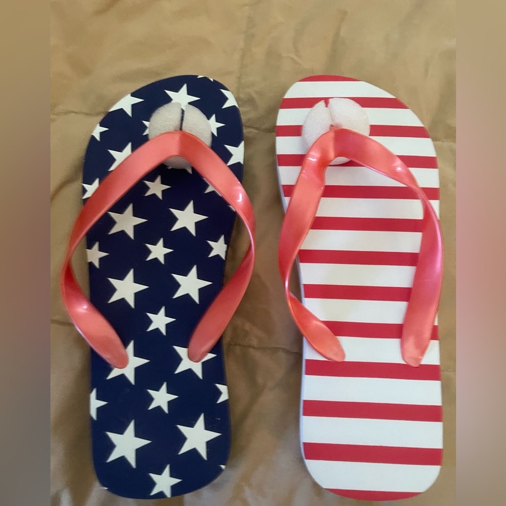 NEW Patriotic Flip Flops Size 7
